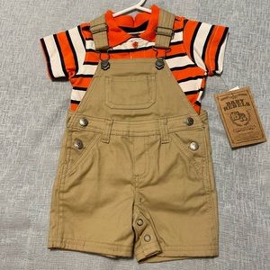 Baby Rebels 2-piece set with polo and overall shorts. Size 3-6 month.